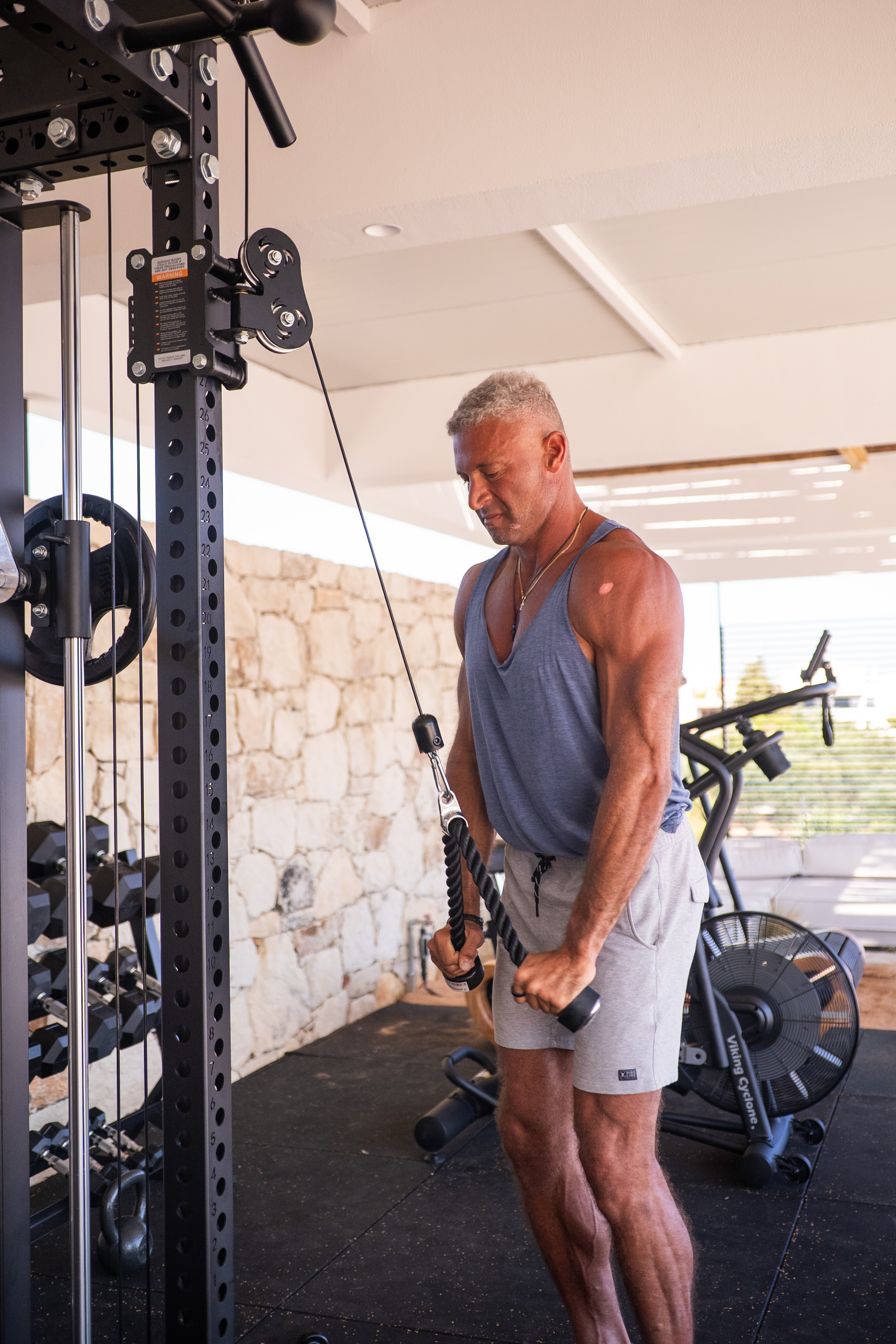 Strength training in Villa KORA's private outdoor gym